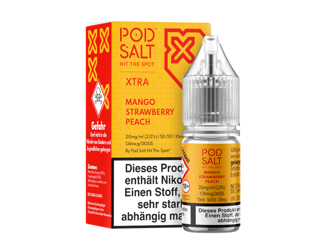 Pod Salt X – Mango Strawberry Peach – Nikotinsalz Liquid – 10 ml